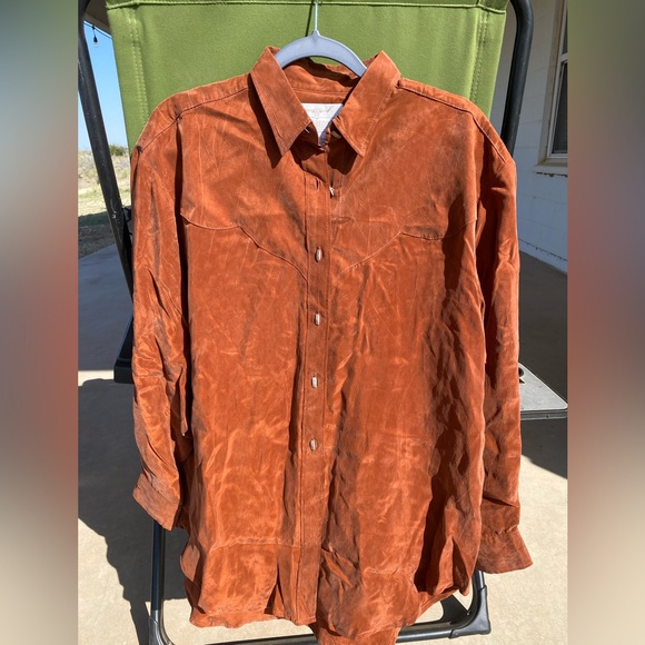 Longhorn men’s size medium rust red dress shirt - Picture 2 of 4